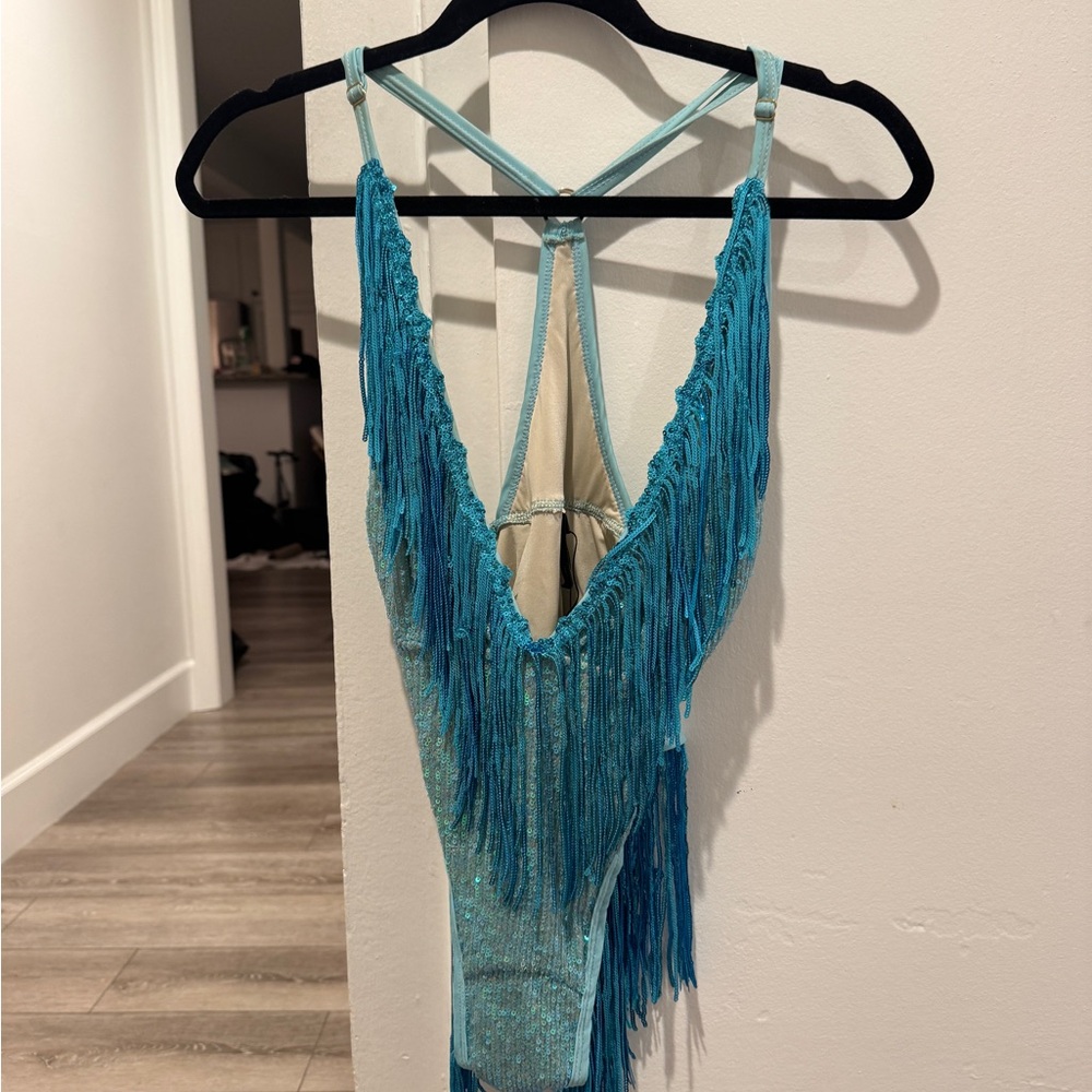 Sparkle Blue Fringe Jumpsuit